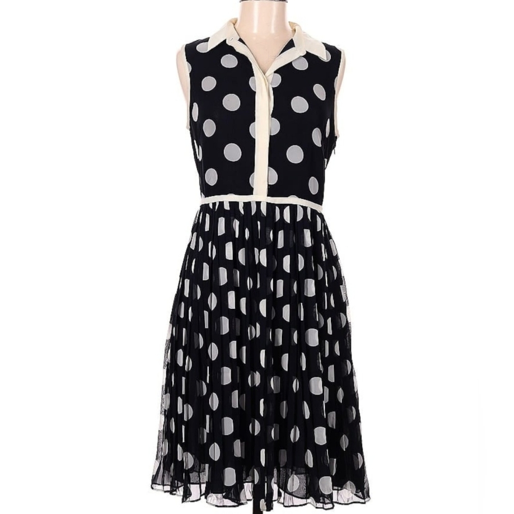 Polka Dot Sleeveless Dress - Adrianna Papell polka dot sleeveless dress, size 4P